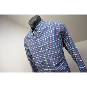 J Crew Flex Oxford Slim Fit Dress Shirt Plaid Long Sleeve Button Up Mens Large
